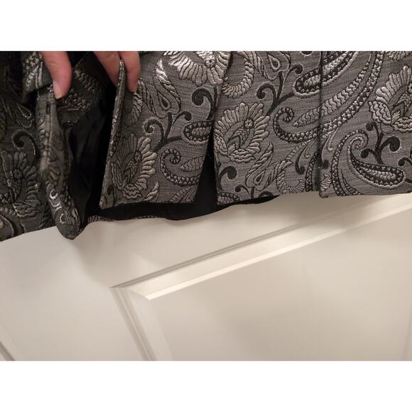 Kay Unger Metallic Silver Black Jacquard Blazer Jacket Wool Blend Power Dressing - Picture 8 of 9
